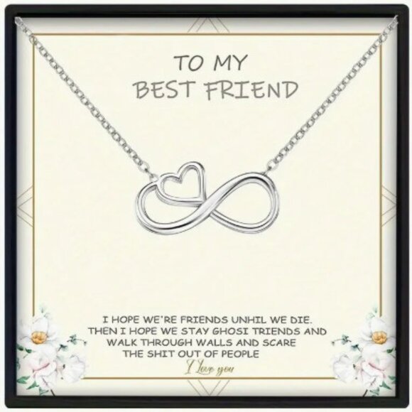 Trendy Silver Infinity Heart Pendant Necklace With Gift Cards - Picture 1 of 8